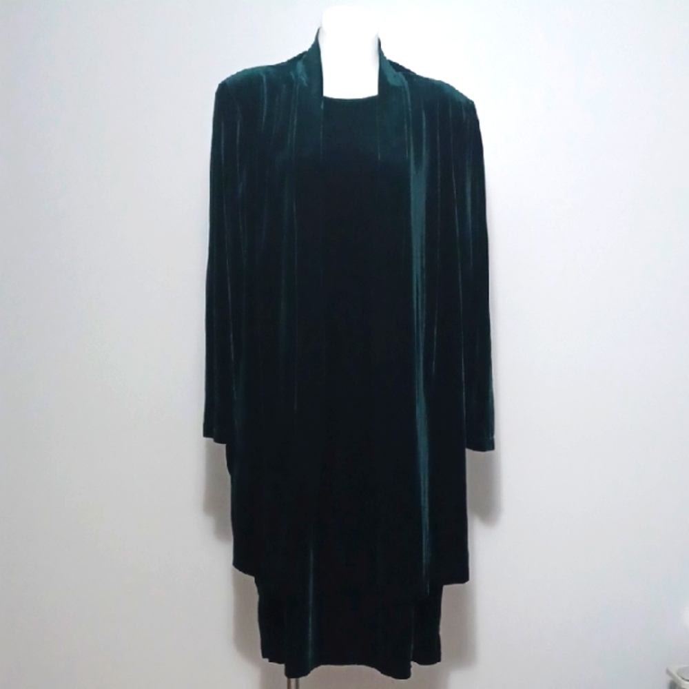 Plus size 20W dress - AUGUST MAX WOMAN green velvet/velour dress & jacket set